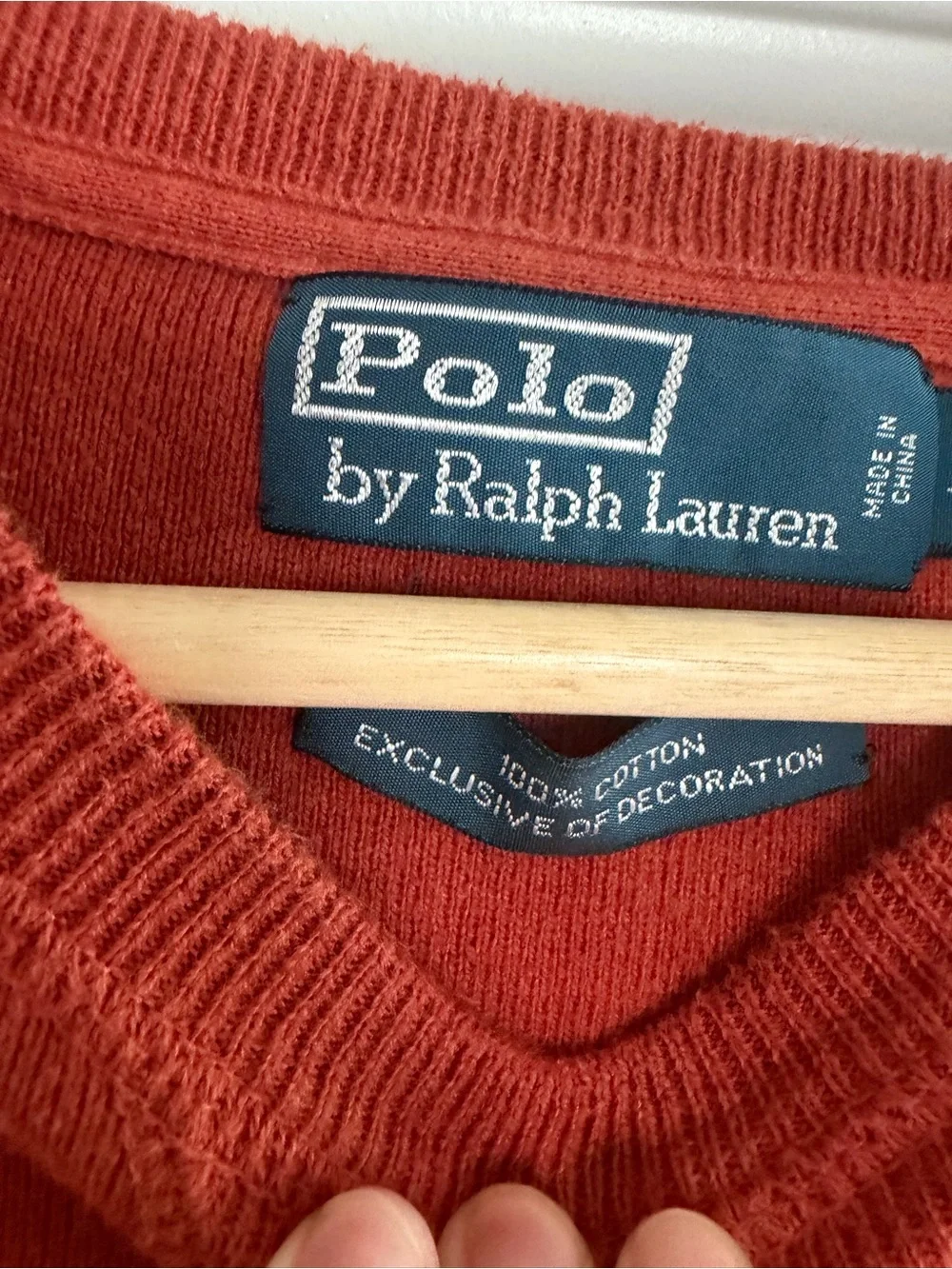 Polo Ralph Lauren Men’s Burnt Orange Crewneck Sweater w/ Green Pony Size Large